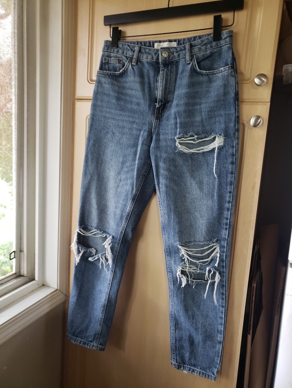 Topshop Light Blue Mom Jeans Tipped